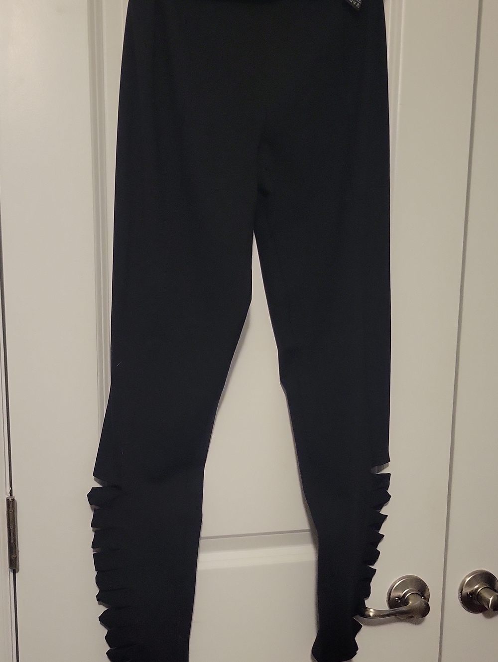 bebe Black Leggings with Layered Side Ruffles